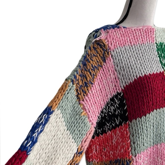 Colorful and Bold Patchwork Knit Sweater - Picture 3 of 16